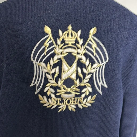 St John Sport by Marie Gray RARE Knit Zip Up Nautical Bomber style Jacket